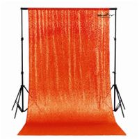 ShinyBeauty Orange Backdrop Curtain 48inx84in Sequence Curtain 4FTx7FT Sequin Backdrop
