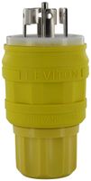 Leviton 26W10 20 Amp, 250 Volt/ 10 Amp, 600 Volt, Plug, Locking Blade, Industrial Grade, Non-Grounding, Wetguard, Yellow