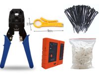 Aimtech Cable Tester +Crimp Crimper +100 RJ45 CAT5 Connector Plug Network Tool Set