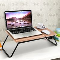Tangkula Portable Laptop Desk Stand for Home Office Adjustable Height & Angle Modern Wood Freestanding Foldable Laptop Computer Tray Notebook Tablet Holder Table Workstation for Bed Sofa Couch