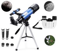 MaxUSee 70mm Refractor Telescope + 8X21 Compact HD Binoculars for Kids and Astronomy Beginners, Travel Scope for Moon Stars Viewing Bird Watching Sightseeing