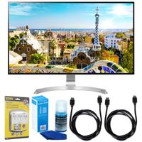 LG (32UD99-W) 32" Class 4K UHD IPS LED Monitor with HDR10 w/Accessories Bundle Includes, SurgePro 6-Outlet Surge Adapter with Night Light, 2X 6ft. HDMI Cable & Screen Cleaner for LED TVs