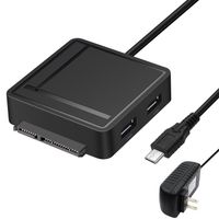 AUYOUWEI USB Type C 3.1 HUB to SATA Adapter with 2 USB 3.0 Ports TF SD Card Reader Converter 3 in 1 for 2.5" 3.5" HDD Hard Drive, SSD Drives with Power Adapter Support UASP SATA I II III