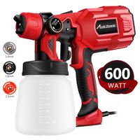 Paint Sprayer, 600W HVLP Spray Gun, Electric Paint Gun with 3 Spray Patterns, 3 Copper Nozzles, Flow Control and 800ml Detachable Container for Various Painting Projects, Avid Power