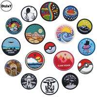 17 PCS/LOT Round Embroidery Patches for T-Shirt Iron on Stripes Clothes Stickers Sewing Applications Hippie Circle Badges @AA-02