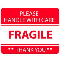 Red Fragile Warning Stickers for Safe Shipping Packing of Goods with Clear Large Font Text and Strong Adhesive Backside | 1 Roll 500 Labels 2 x 3 (500)