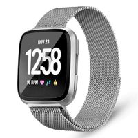 Mosonoi Compatiable with Fitbit Versa Bands, Adjustable Metal Bands Replacement Straps Fit for Fitbit Versa/Versa 2/Versa Lite/Versa Special Edition Women Men(Small, Silver)