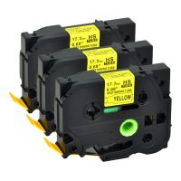 GREENCYCLE 3 Pack Heat-Shrink Tube Label Tape Compatible for Brother HSe-641 HSe641 HS641 HS-641 HS HSe 641 Black on Yellow 0.7 inches(17.7mm) for Label Maker PT-E300 PT-E500 PT-E550W PT-P750WVP