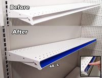 Decorative Gondola Shelving Pre Cut Vinyl Insert Strips 48" x 1.25" Shelf C-Channel, Blue, 10 Pack