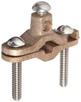 Morris Products 90631 Ground Pipe Clamp, For Rebar and Direct Burial, 1/2 - 1" Water Pipe Range, 2 -10 Wire Range, 1/4 - 20 Screw Thread