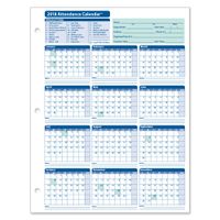 ComplyRight 2018 Attendance Calendar Card, White, Pack of 50