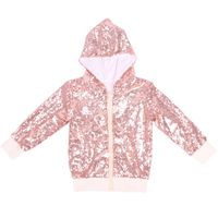 Cilucu Kids Jackets Girls Boys Sequin Zipper Coat Jacket for Juniors Girls Birthday Christmas Clothes Long Sleeve Hoodie Rose Gold 15-16 Years Old