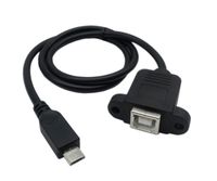 CERRXIAN 50cm Micro USB 5pin Male to USB Type B 2.0 Female Extension Panel Mount Data and Charge Cable with Screws Holes
