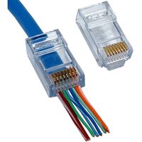 Platinum Tools 202003J EZ-RJ45 CAT5E Connector, Gold Plated 100-Pack 3, 5, 5E ,6 compliant data network Crimp Connector FCC and RoHS Compliant and UL Listed