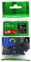 LM Tapes - Brother PT-D600 Label Printer 6mm White on Black Compatible TZe P-touch Tape (1/4" 0.23 Laminated) for Brother Model PTD600 Label Maker
