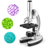 TELMU Microscope for Students 300X-600X-1200X Magnifications Compound Binocular Microscope with Metal Arm, Base and Handy Storage Case(70pcs+ Accessory Set)