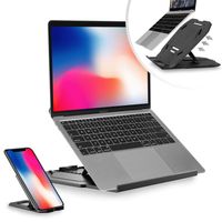 Laptop Computer Riser Stand Portable Desk Table Holder 360 Degree Base 10 Height Levels Compatible with Macbooks Laptops Includes Smartphone Desk Holder