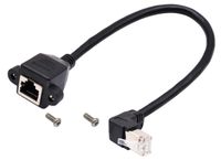 AAOTOKK Cat 6 Ethernet Cable 90 Degree UP (Upward) Angle RJ45 Male to Female Shielded Ethernet Network Connector Screw Panel Mount Extension Cable for Router, Modem (30cm/1ft UP)