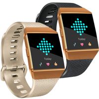 Tobfit Bright Designed Bands Compatible with Ionic Bands, Soft TPU Sport Arm Wristband Accessories for Women Men, Small, Champagne Gold, Black