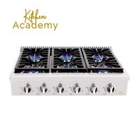 Kitchen Academy Professional 36'' Stainless Steel Gas Rangetop Cooktop with 6 Gas Burners - HRT3618U （LP Conversion Not Included）
