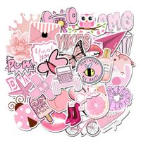 Stickers for Water Bottles, 50 Pcs Hydro Flask Sticker Pack, Trendy VSCO Vinyl Aesthetic Stickers for Laptop Hydroflasks Skateboard, Waterproof Cool Cute Sticker for Teens Girls Adult, Pink