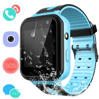 Kids Waterproof Smart Watch Phone - Boys & Girls IP67 Waterproof Smart Watch Phone with Camera Games Sports Watches Back to School Supplies Grade Student Gifts (01 S7 Blue)