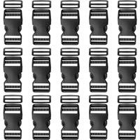 Plastic Buckle 3/4 Inch | Double Adjustable Quick Side Release Replacement Clips with Slides for Dog Collars, Webbing Strap and Backpack Repair | Black, 15 Sets