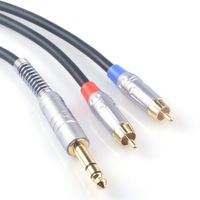 Devinal RCA to 1/4 Insert Cable, 1/4 inch (6.35mm) TRS Male to Dual RCA Audio Y Splitter Cable, Double Phono to Quarter inch Stereo Male Adapter Connector Wire Cord Plug Jack 6 Feet