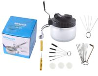 Airbrush Cleaning Kit Spray Wash Cleaning Pot Stabilizer Jar Bottles Holder with Cleaning Tools Needle Nozzle Brush