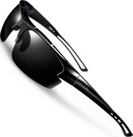 SIPLION Men's Polarized Sunglasses Sports Glasses for Cycling Fishing Golf TR90 Superlight Frame 502 BLACK