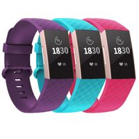 adepoy Compatible with Fitbit Charge 3 Bands for Women Men Large Small, Adjustable Replacement Wristbands for Fitbit Charge 3 and Fitbit Charge 3 SE, 3 Pack, Rose, Teal, Plum, Small