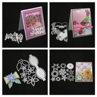 Meslio 4pcs Cutting Dies Metal Scrapbooking Stencils Die for Greeting Card Background Decoration DIY Embossing Photo Album Paper Cards Making Gifts