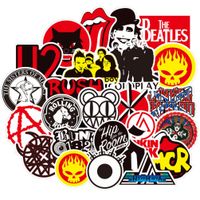 50pcs Band Laptop Stickers for Teen&Kid&Boy, Cool Music Rock and Roll Vinyl Computer Waterproof Water Bottles Skateboard Luggage Decal Graffiti Patches Decal