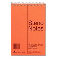 NATIONAL Brown Board Cover Steno Notebook, Gregg, Green Paper, 6 x 9 Inches, 60 Sheets (36646)