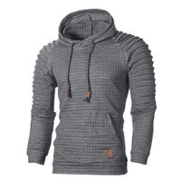 haoricu Men's Tops Casual Pullover Hoodie Pleated Long Sleeve Hooded Basic T-Shirt Slim Fit Sweatshirt Dark Gray