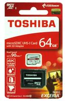 TOSHIBA Micro SD Card Memory Card 64GB 64G EXCERIA M302 with Adapter microSDXC UHS-I U3 Card Class 10 microSD for 4K Video Recording Read 90MB/s (THN-M302R0640A2)