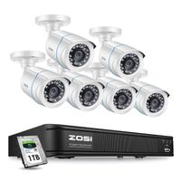 ZOSI 1080p Home Security Camera System Kit, 8 Channel CCTV DVR Recorder with 6 Pack 1080p Surveillance Bullet Camera Outdoor Indoor, Remote Access, 1TB Hard Drive Built-in