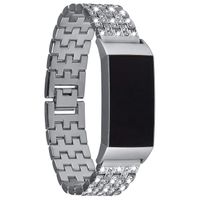 Viqiv Jewelry Bands Compatible for Fitbit Charge 3 Band Fitness Smart Watch, Bling Crystal Diamond Rhinestone Metal Wristband Strap Bracelet for Women Men Silver