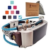 Smatiful Charge 2 Bands with Clip for Adults (Non Waterproof), Adjustable Replacement Bangle Bracelet for Fitbit Charge 2 HR Smartwatch, Mediterranean_Blue