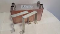 80 Plate Water to Water Brazed Plate Heat Exchanger 1 1/4" MPT Ports w/Brackets