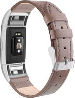 SWEES Bands Compatible for Fitbit Charge 2 Leather Small (5.6" - 7.5"), Genuine Leather Replacement Wristband Metal Connectors Women, Black, Beige, Brown, Grey, Rose Gold, Blue