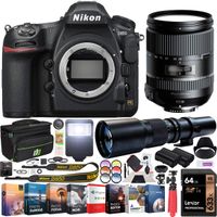 Nikon D850 45.7MP Full-Frame FX-Format Digital SLR Camera Black Body Bundle with 28-300mm F/3.5-6.3 Di VC PZD Lens, 500mm Telephoto Lens, 64GB Memory Card and Accessories (8 Items)