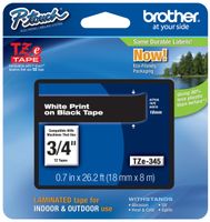 Genuine Brother 3/4" (18mm) White on Black TZe P-touch Tape for Brother PT-1880, PT1880 Label Maker