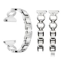 Fundro Bands Compatible with Fitbit Versa/Versa 2, Bling Stainless Steel Metal Bracelet Replacement Band Wristband Accessories Strap with Rhinestones for Women (B# Silver)