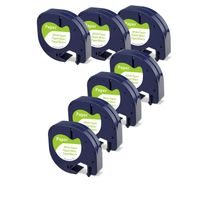 Replace Dymo LetraTag LT-100h Paper Tape 91330 10697, Compatible with DYMO LetraTag Label Makers LT-100T LT-100H QX50, Black Print on White, 1/2 Inch x 13 feet (12mm x 4m), 7-Pack 
