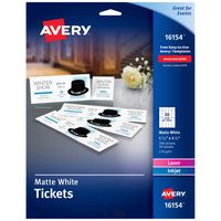 Avery Blank Printable Tickets, Tear-Away Stubs, Perforated Raffle Tickets, Pack of 200 (16154)