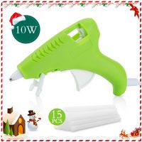 FL Mini Hot Glue Gun, Hot Glue Gun for Kids, 10W Mini Size High Temperature Hot Melt Glue Gun Kit with 15 pcs Glue Sticks, Packaging, DIY, Arts & Craft, Repairing and More, Green (FQ-005)