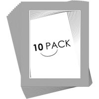 Golden State Art, Pack of 10, 16x20 for 12x16 Middle Gray Color Picture Photo Mat -White-core, Acid-Free - Great for Frames, Artwork, Prints, Pictures
