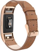 SWEES Leather Bands Compatible Charge 2 Small (5.6" - 7.5"), Genuine Leather Replacement Wristband with Metal Connectors for Women, Black, Beige, Brown, Grey, Rose Gold, Champagne
