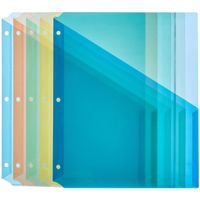 AmazonBasics Binder Organizer Poly Jacket, 3 Hole Punch, Assorted Colors, Pack of 5